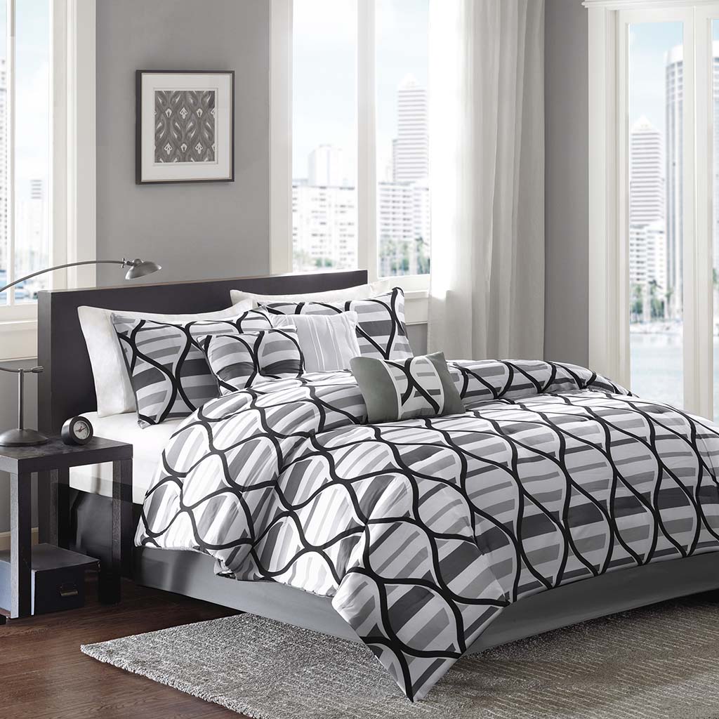 

Home Essence - Ariel 7 Piece Comforter Set - Grey - Queen
