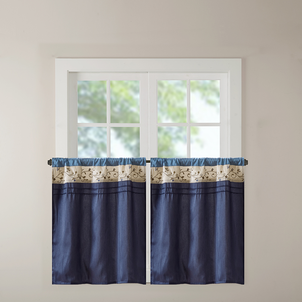 

Madison Park - Serene Embroidered Kitchen Tier Set - Navy - 30x36