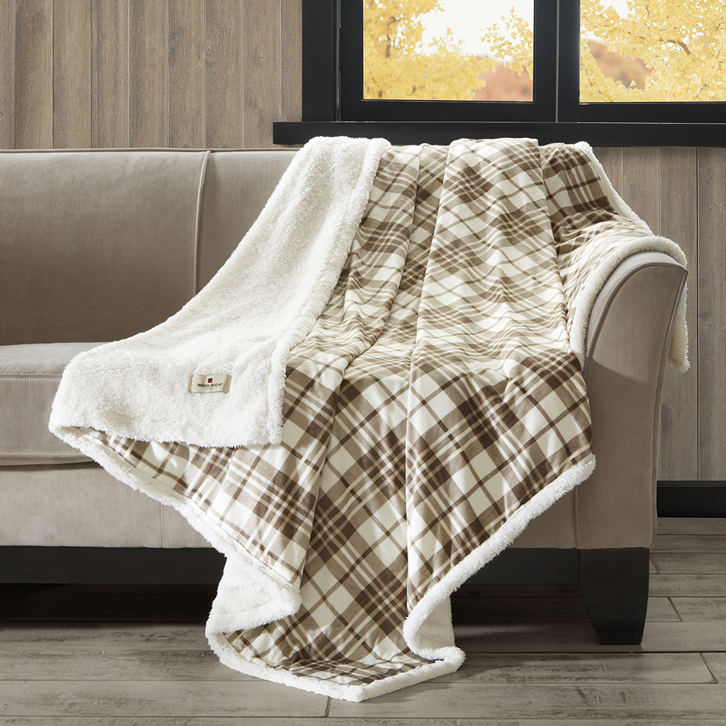 

Woolrich - Print Crystal Velvet to Berber Throw - Brown - 60x70