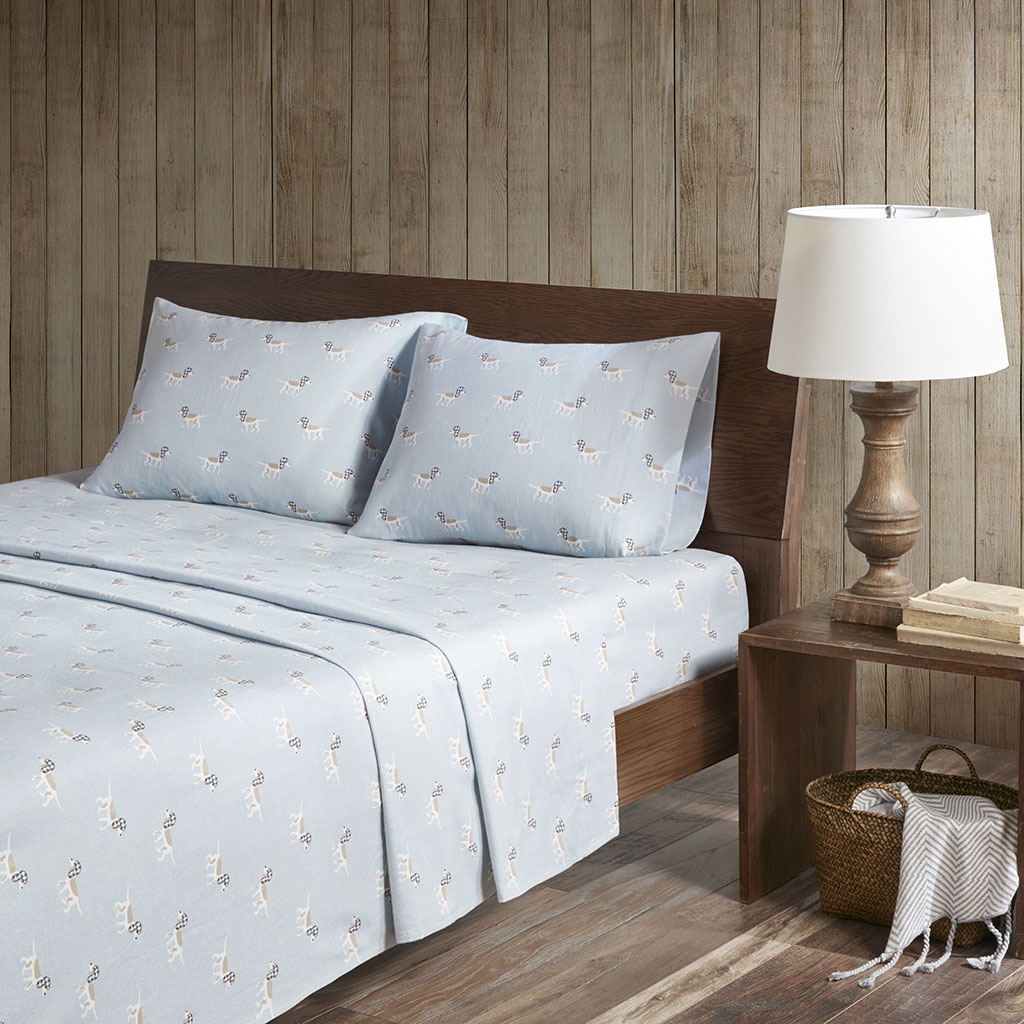 

Woolrich - Flannel Cotton Sheet Set - Blue Dog - Cal King