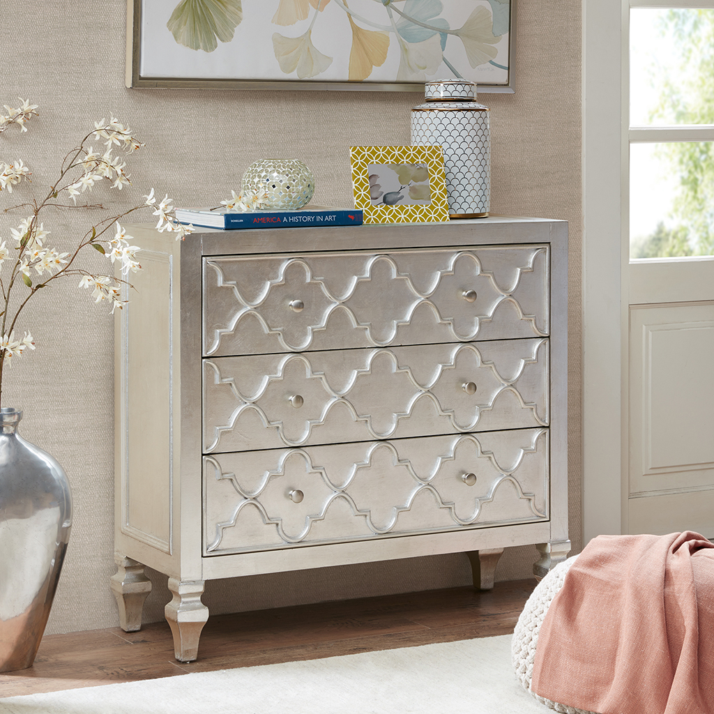 

Madison Park - Somerset 3-Drawer Chest - Antique Silver - See below