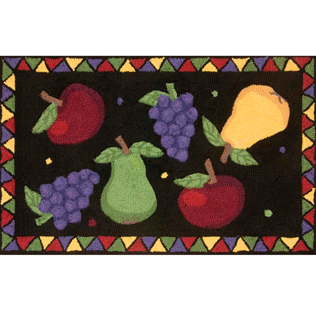 

Square 9 - Open House - Herbs Hand Hooked Rug - Black - See below