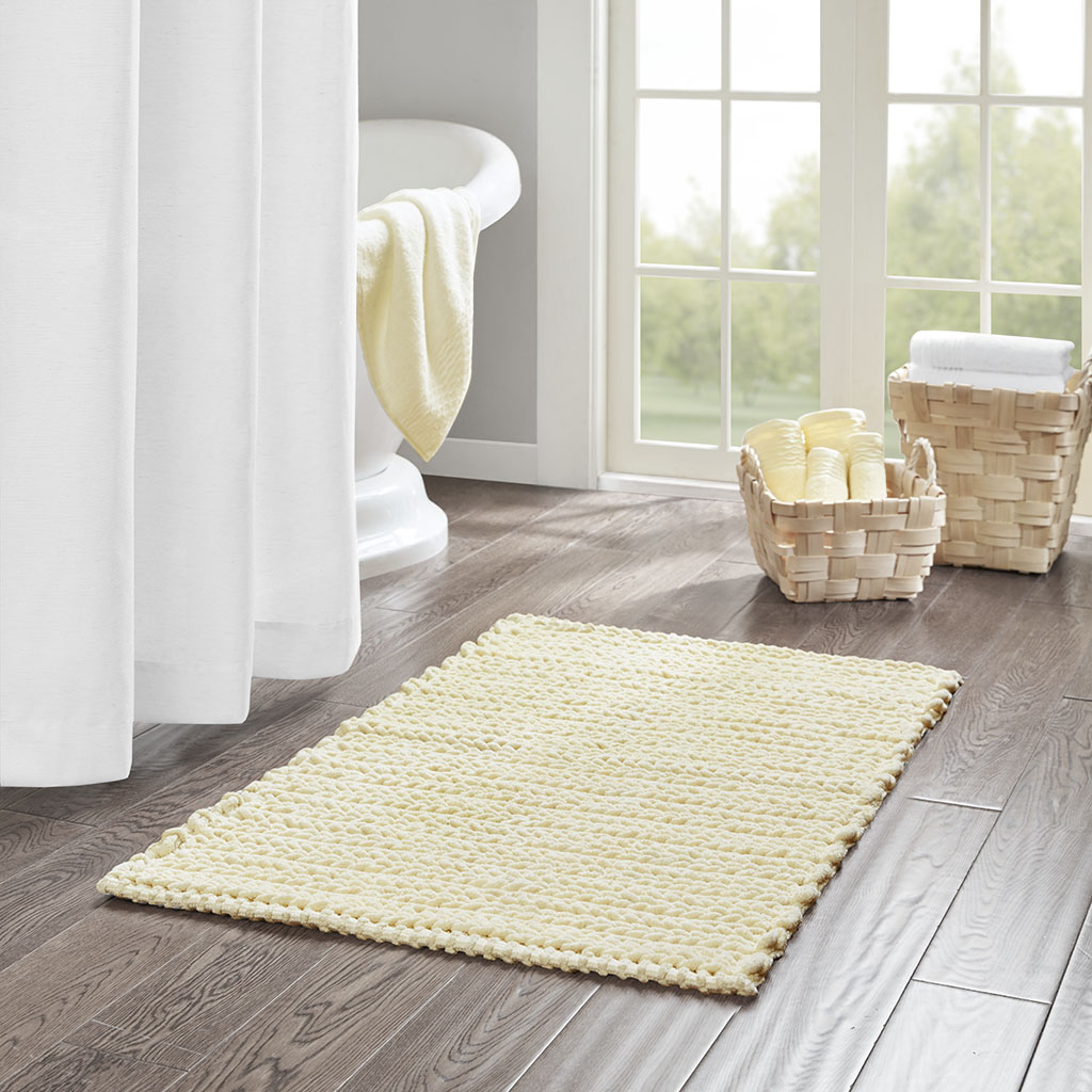 

Madison Park - Lasso 100% Cotton Chenille Chain Stitch Rug - Yellow - 24x40