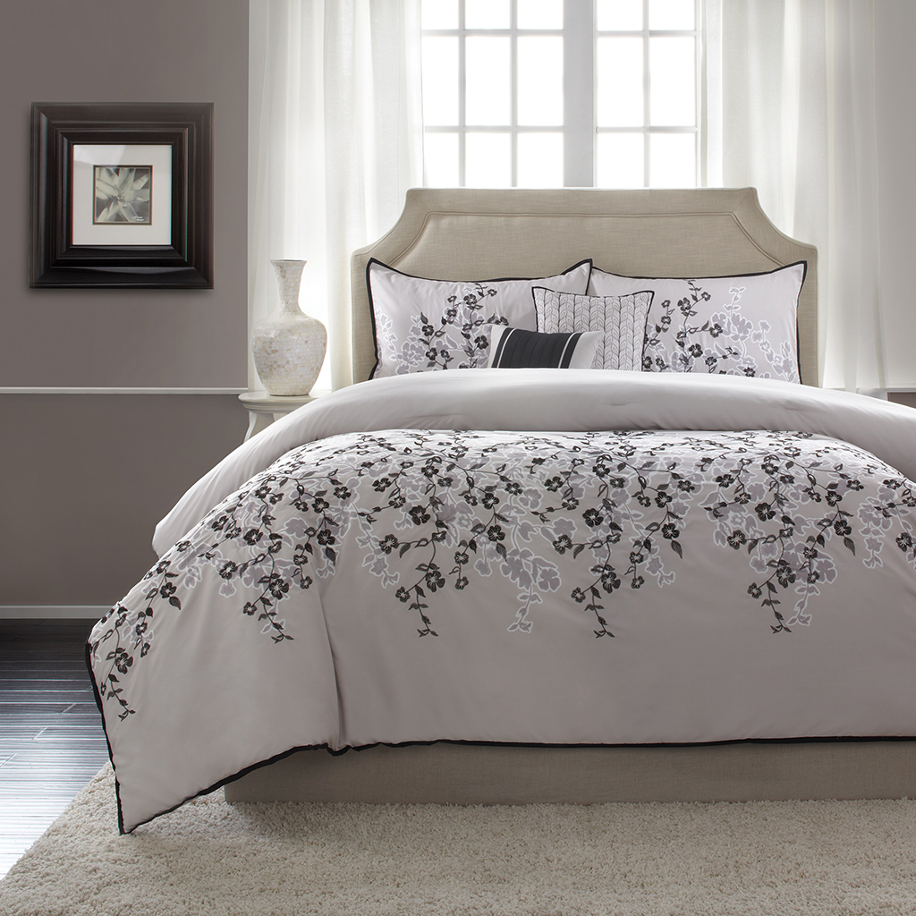 

Home Essence - Grace 5 Piece Comforter Set - Grey - King