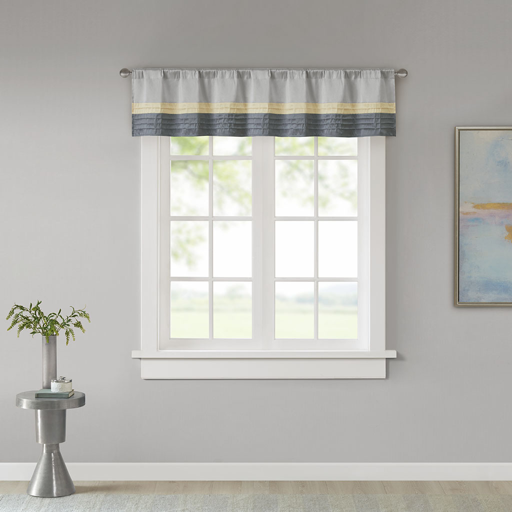 

Madison Park - Amherst Polyoni Pintuck Window Valance - Yellow - 50x18