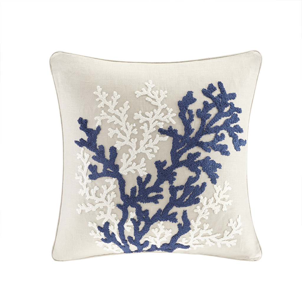 

Harbor House - Rift Coral Linen Embroidery Square Dec Pillow - Linen - 20x20