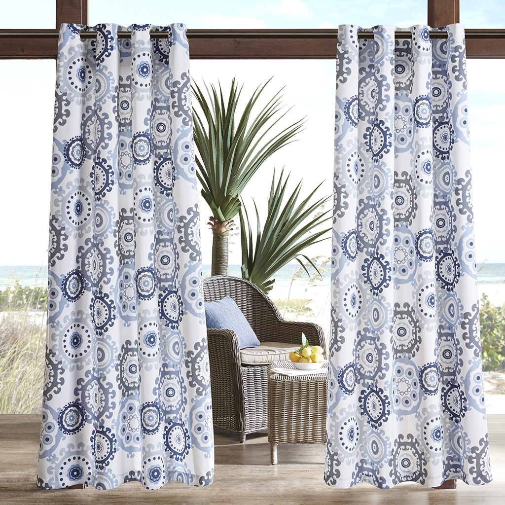 

Madison Park - Laguna Printed Medallion 3M Scotchgard Outdoor Panel - Indigo/Blue - 84" Panel