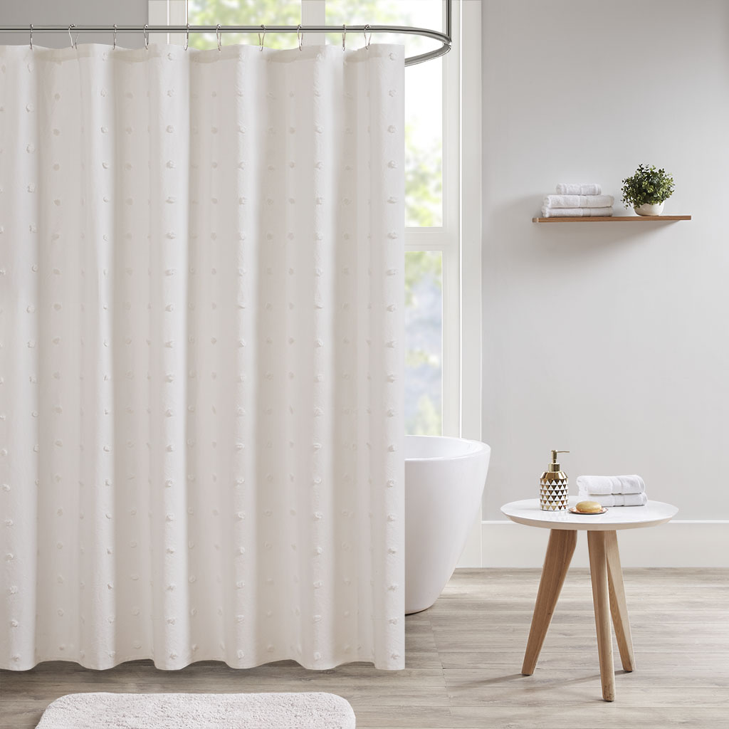 

Urban Habitat - Brooklyn Cotton Yarn Dyed Jacquard Pom Pom Shower Curtain - Ivory - 70 x 72'