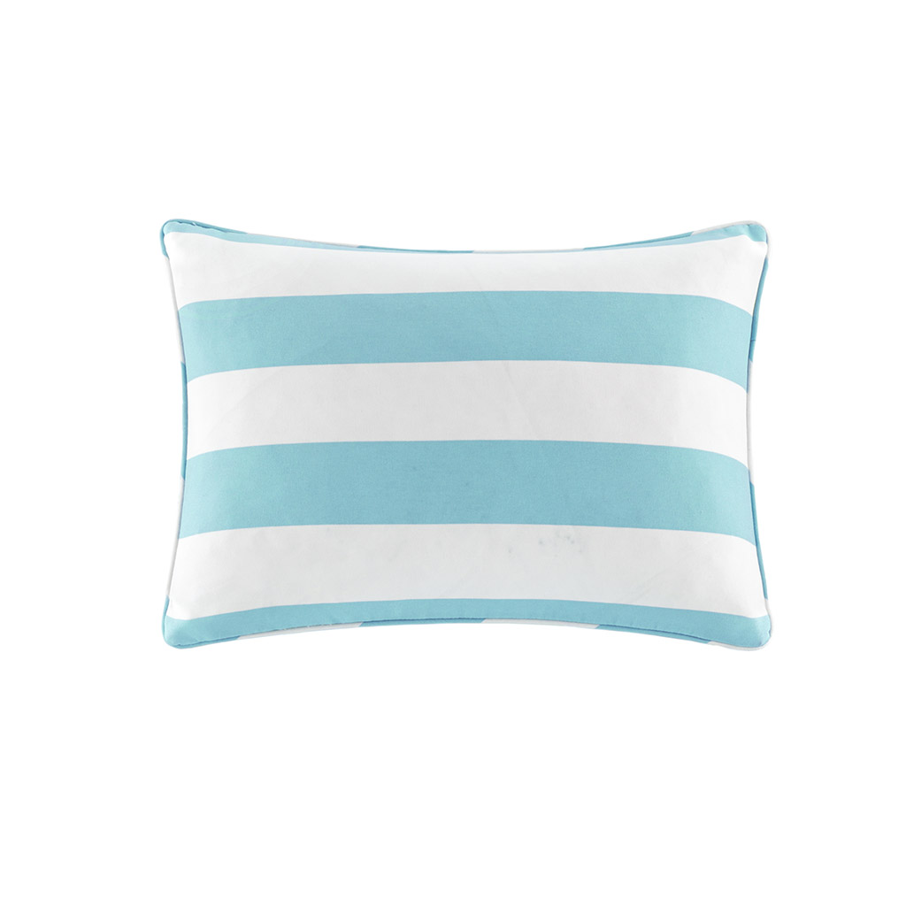 

Madison Park - Percee Printed Cabana Stripe 3M Scotchgard Outdoor Oblong Pillow - Aqua - 14x20