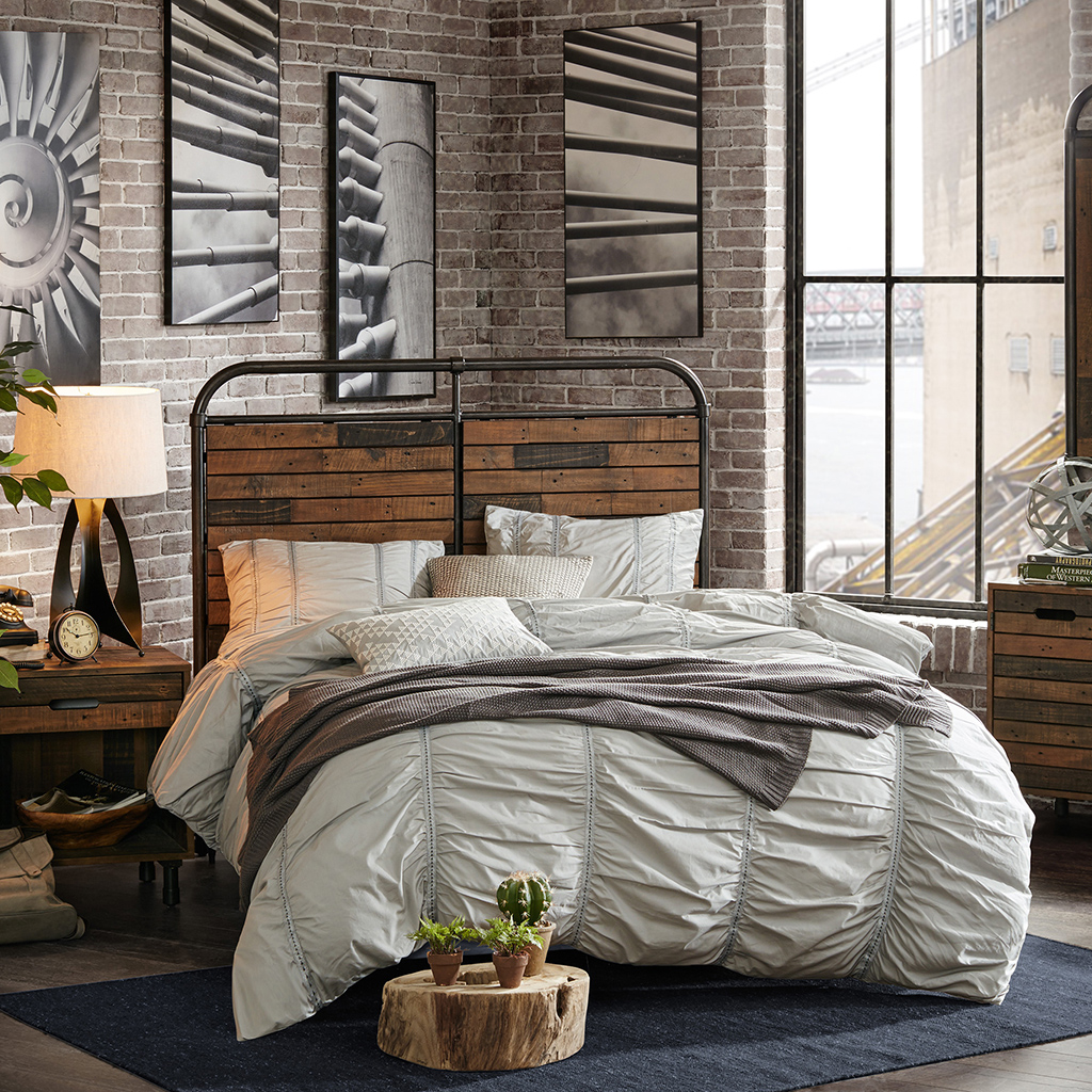 

INK+IVY - Renu Queen Headboard - Light Brown Multi/Gun Metal - Queen