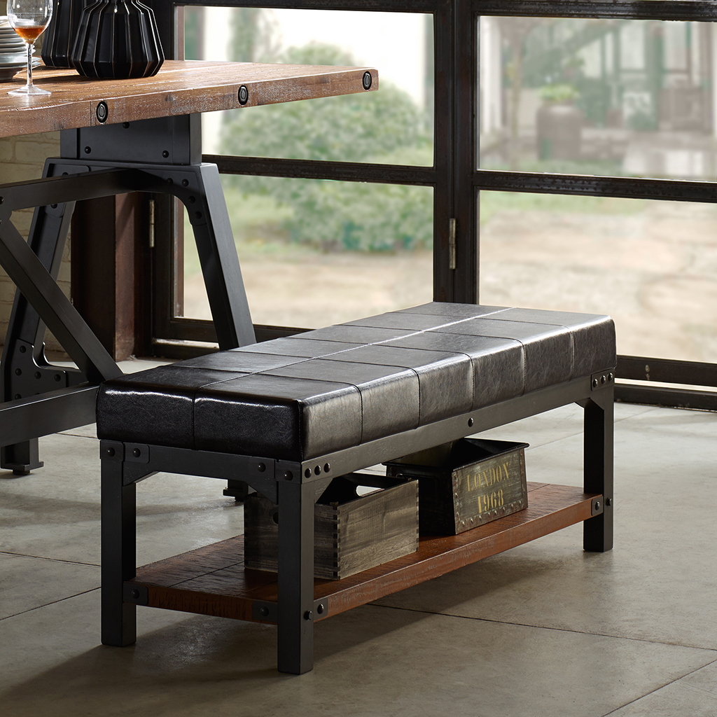 

INK+IVY - Lancaster PU Bench - Chocolate/Graphite - See below