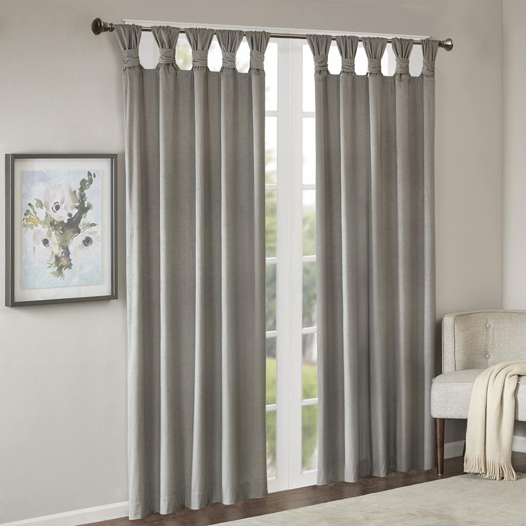 

Madison Park - Sonnet Texture Printed Poly Velvet Cuff Tab Top Panel - Taupe - 50x95