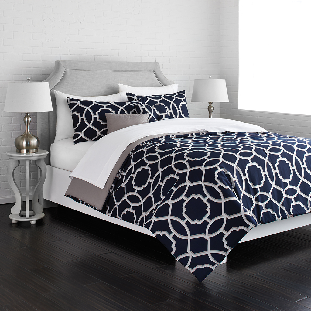 

Home Essence - Geometric Harmony 5 Piece Comforter Set - Navy - King/Cal King