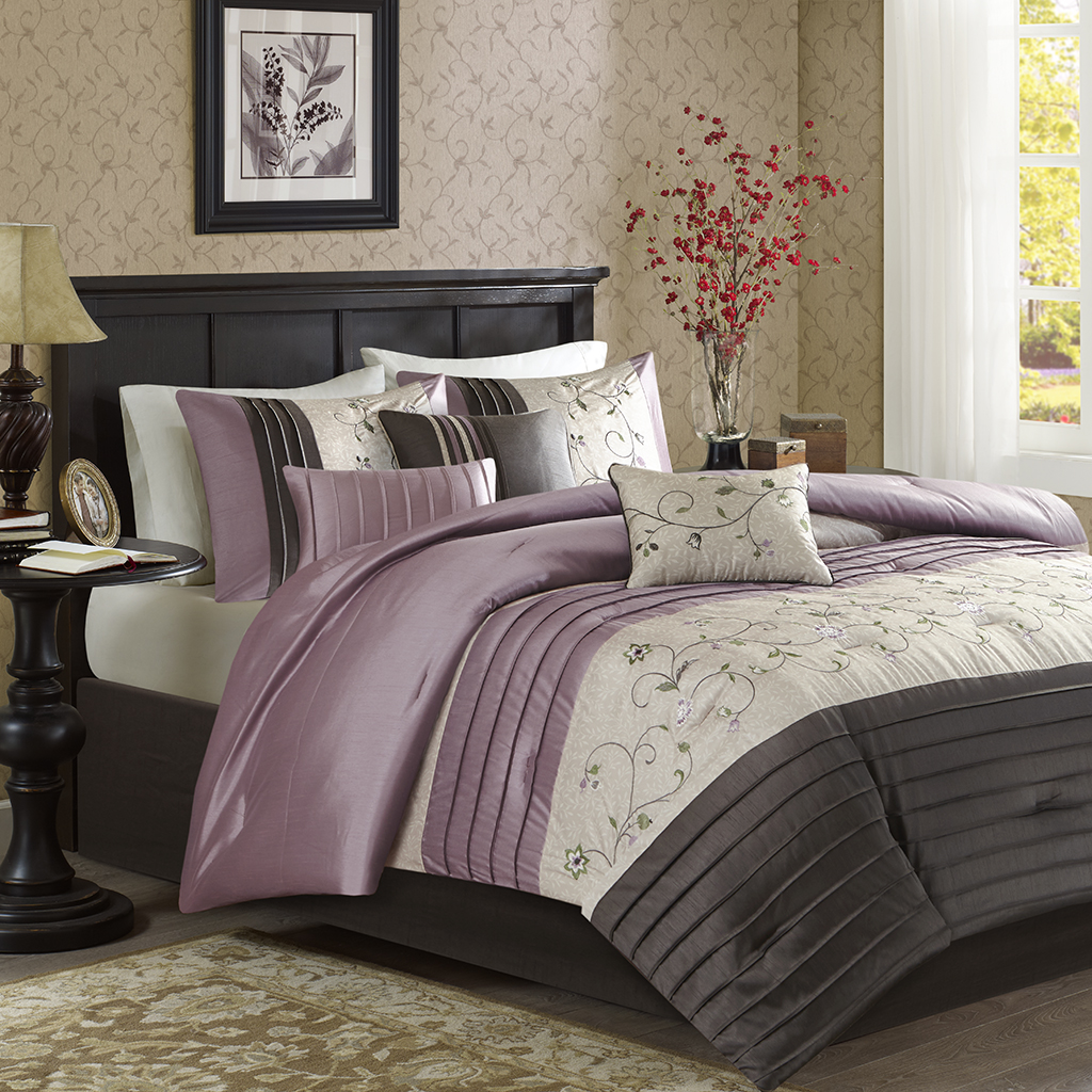 

Madison Park - Serene Embroidered 7 Piece Comforter Set - Purple - King