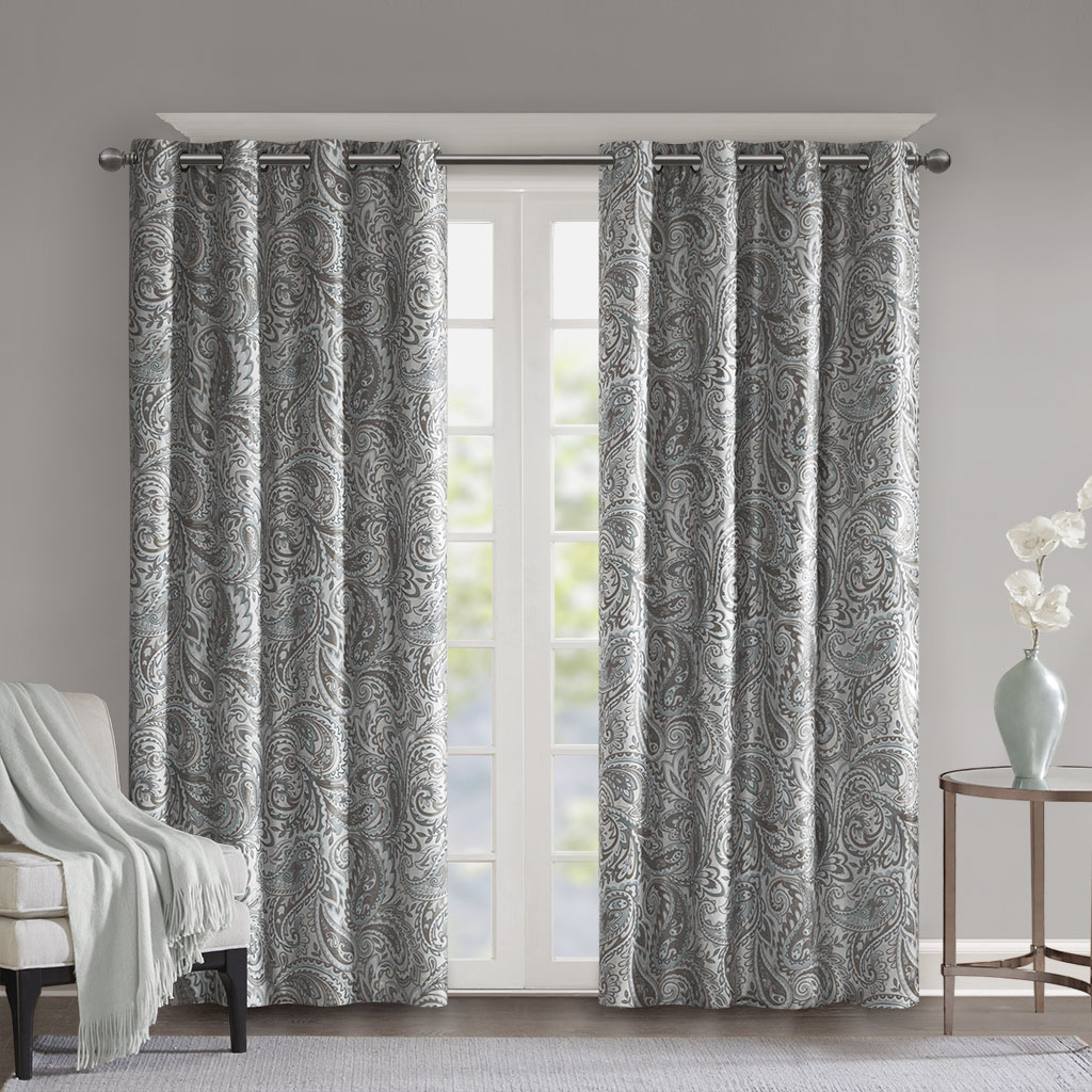 

SunSmart - Jenelle Paisley Printed Total Blackout Window Panel - Grey - 50x84