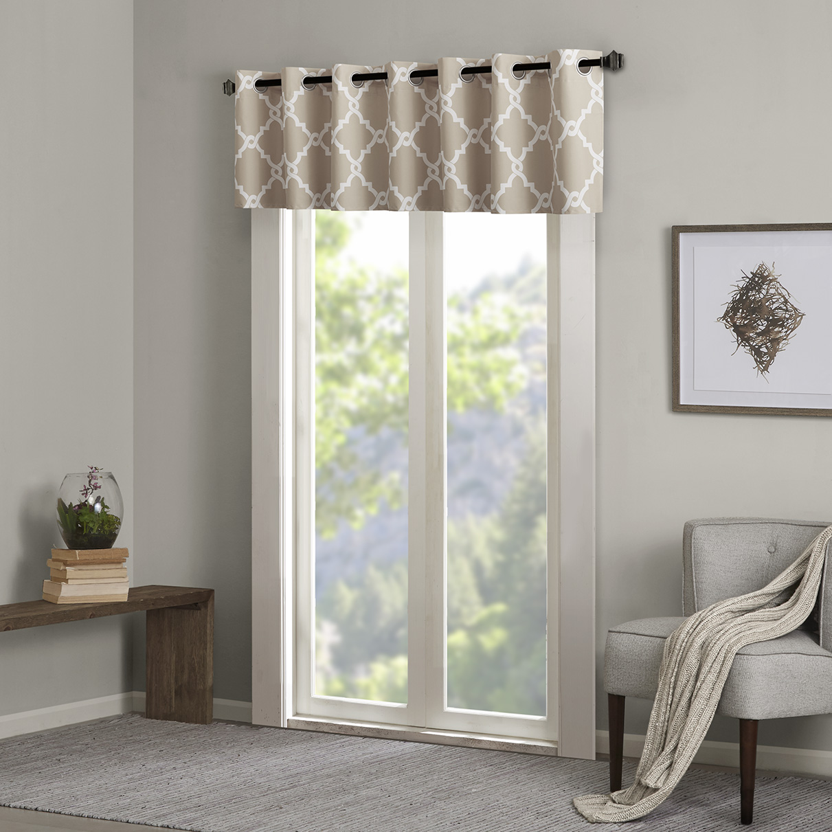 

Madison Park Essentials - Merritt Printed Valance - Khaki - 50x18