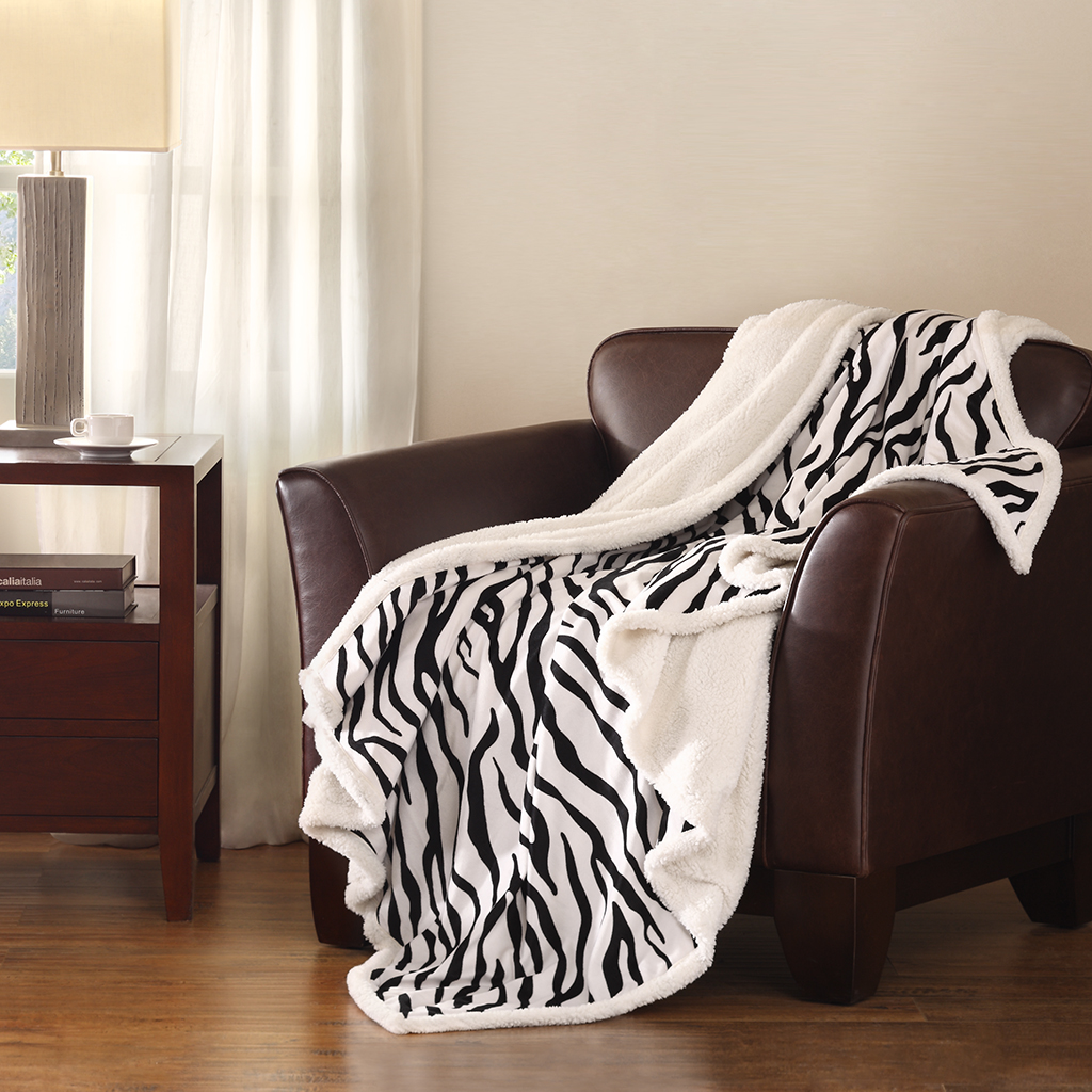 

Premier Comfort - Print Mink/Berber Throw Throw - Multi - See below