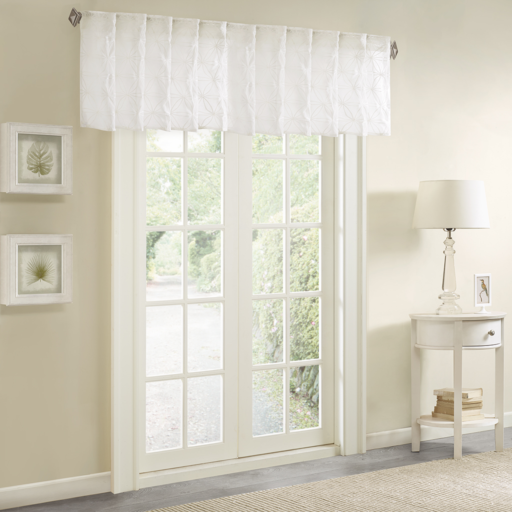 

Madison Park - Gemma Sheer Embroidered Window Valance - White - 50x18