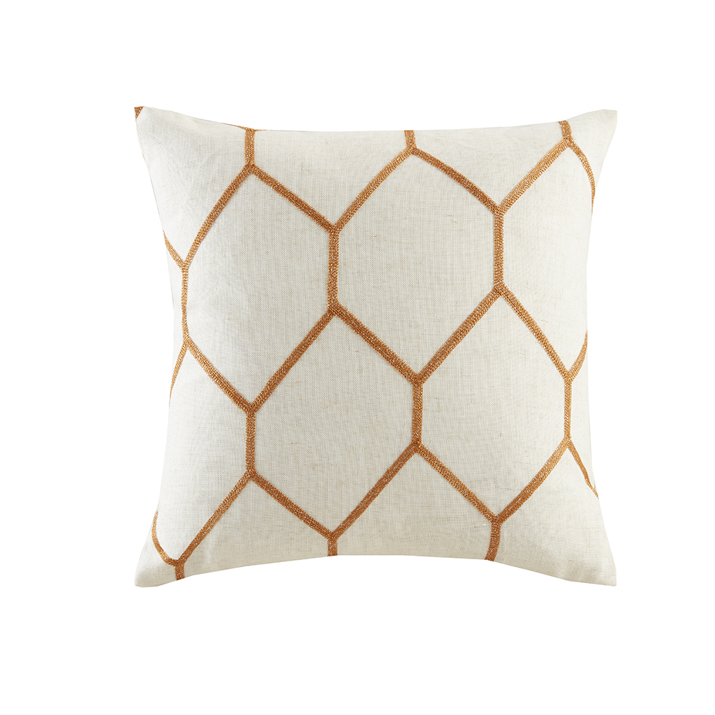 

Madison Park - Brooklyn Metallic Geo Embroidered Pillow Pair - Spice - 20x20