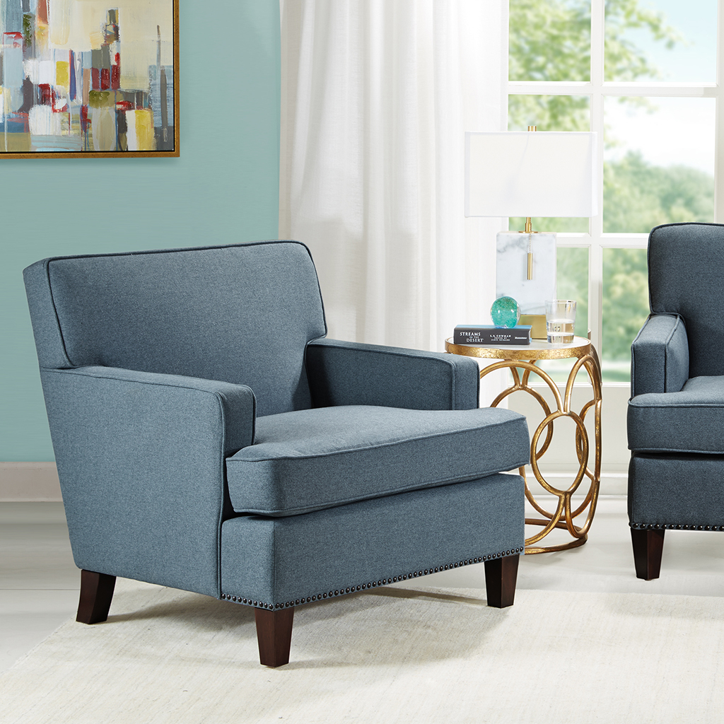 

Madison Park Signature - Hamlin Accent Chair - Blue/Expresso - See below