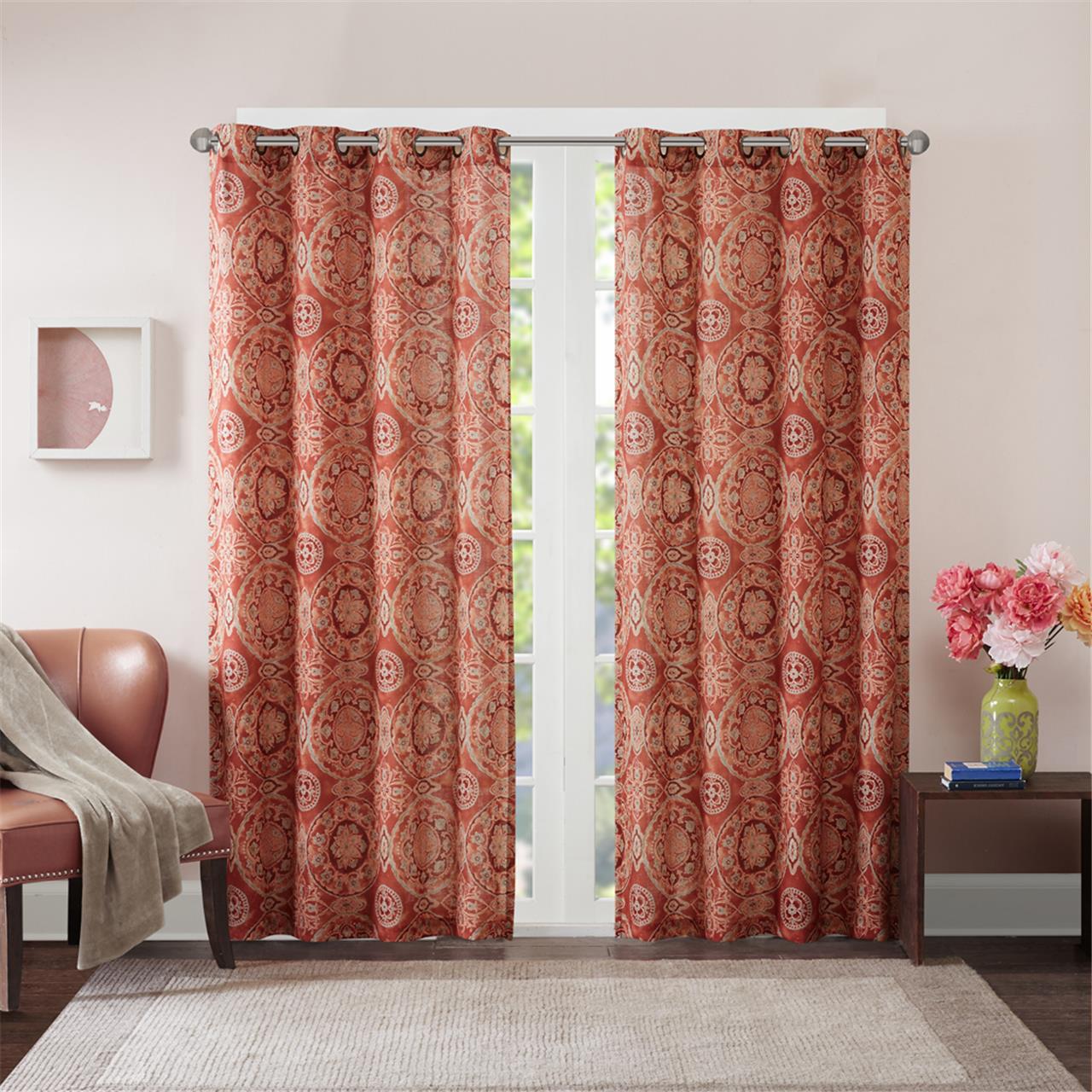 

Madison Park - Anista Window Curtain Pair - Red - 108" Panel