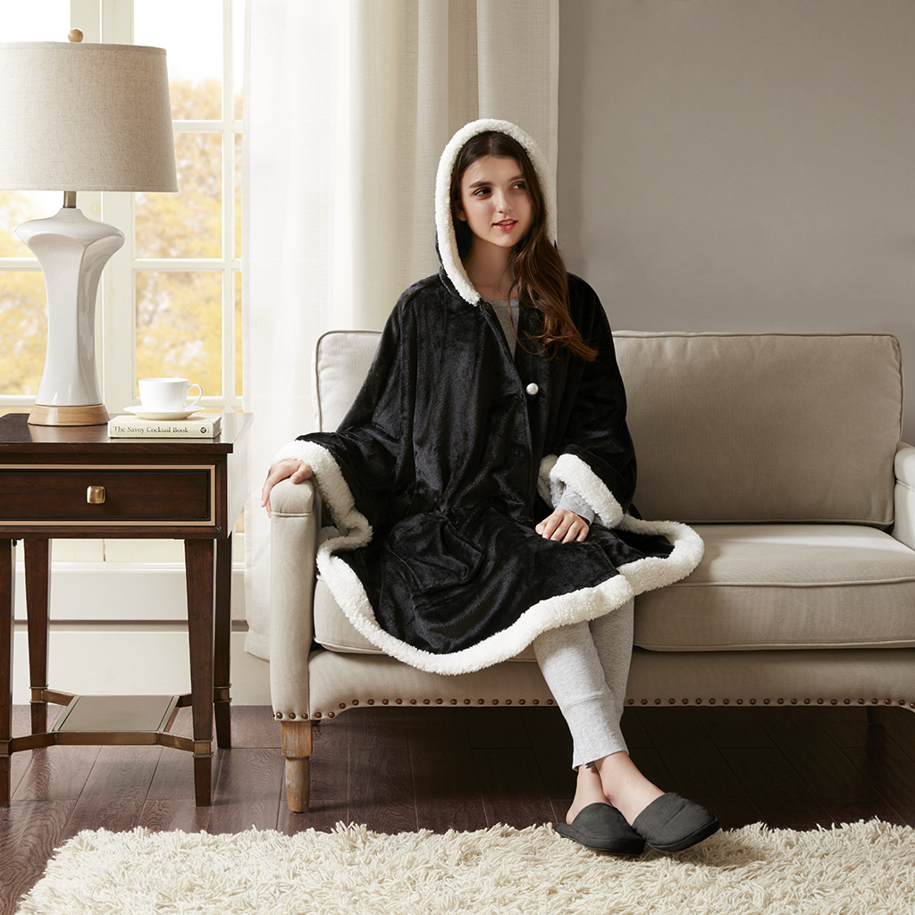 

Premier Comfort - Angel Wrap with Berber Trim - Black - 58x72