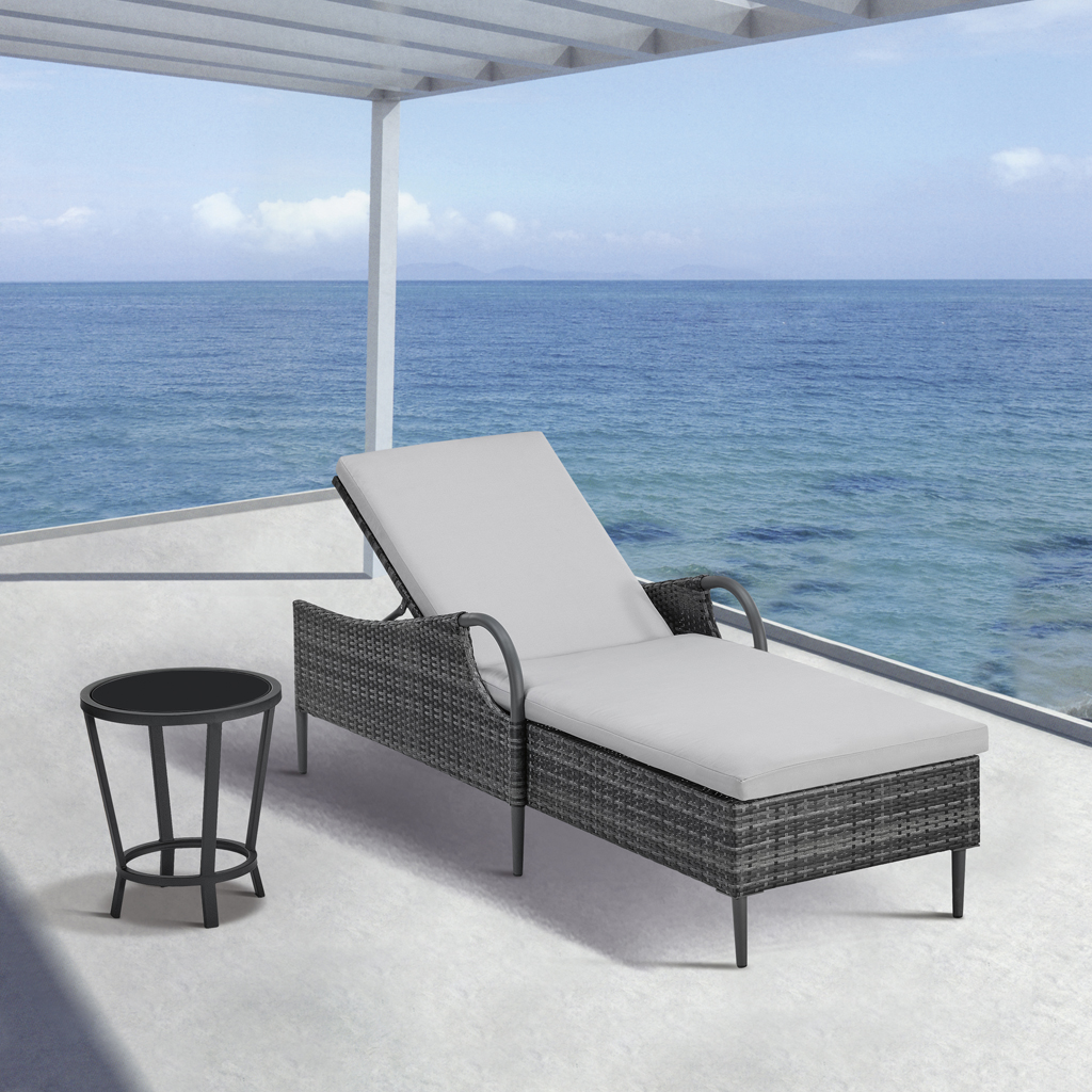 

Madison Park - Dustin Patio Wicker Chaise Lounge - Grey - See below