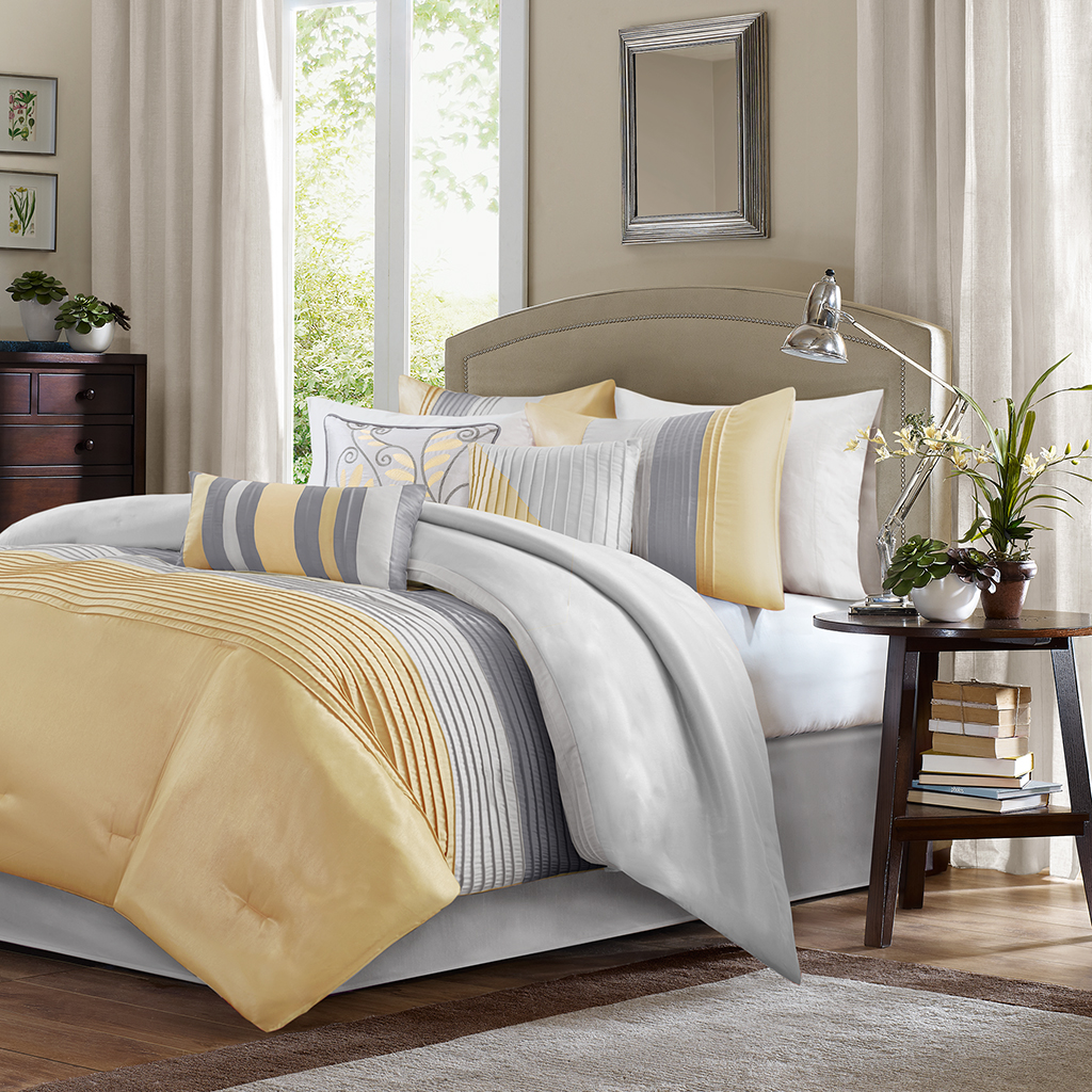 

Madison Park - Amherst 7 Piece Comforter Set - Yellow - Cal King