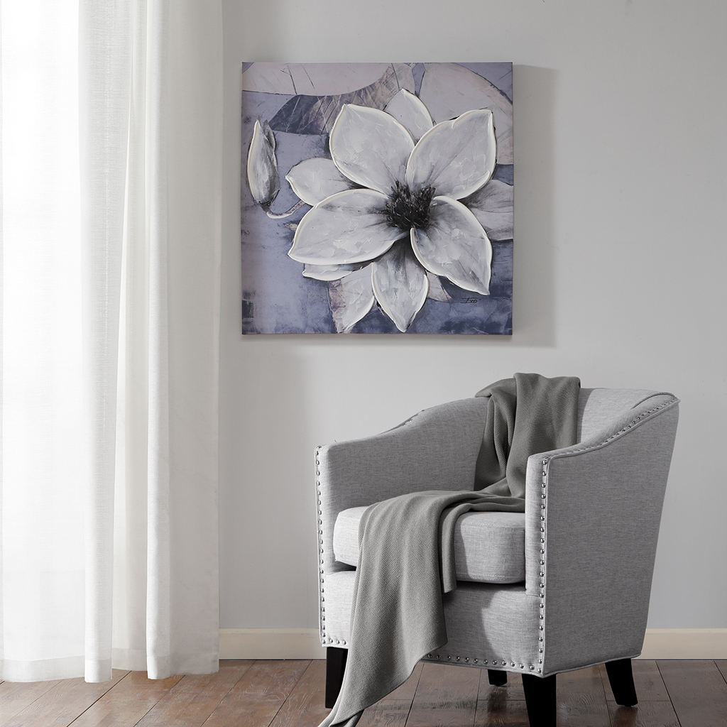 

Madison Park - Dusty Bloom Embellished Printed Canvas - Grey - See below