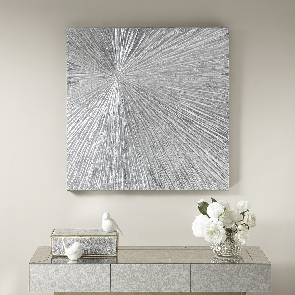 

Madison Park Signature - Sunburst Silver Resin Dimensional Palm Box - Silver - See below