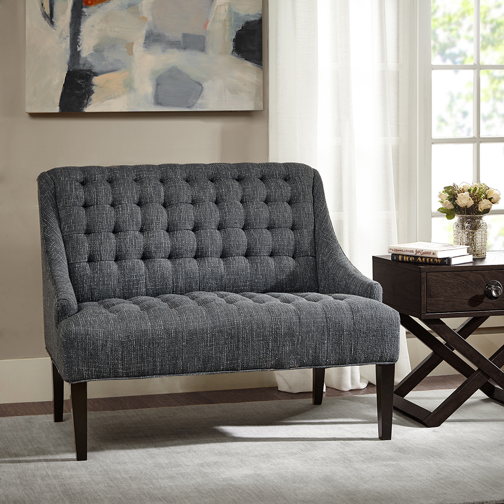 

Madison Park - Tristan Button Tufted Settee - Charcoal - See below