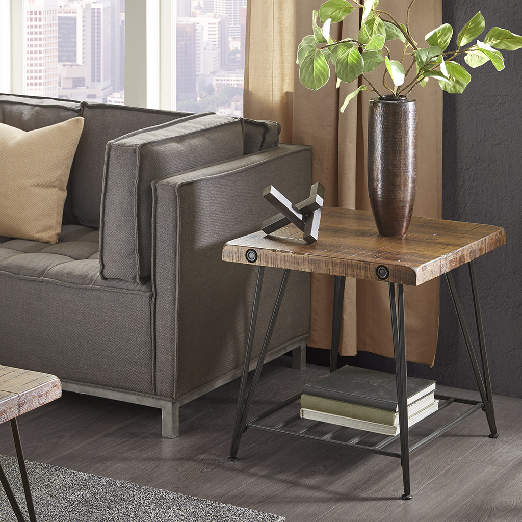 

INK+IVY - Trestle End Table - Dark Brown - See below