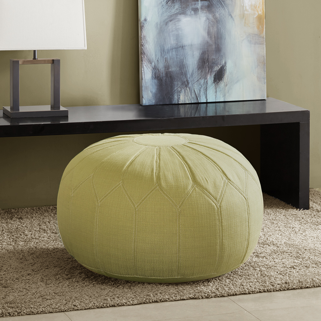 

Madison Park - Kelsey Round Pouf Ottoman - Green - See below