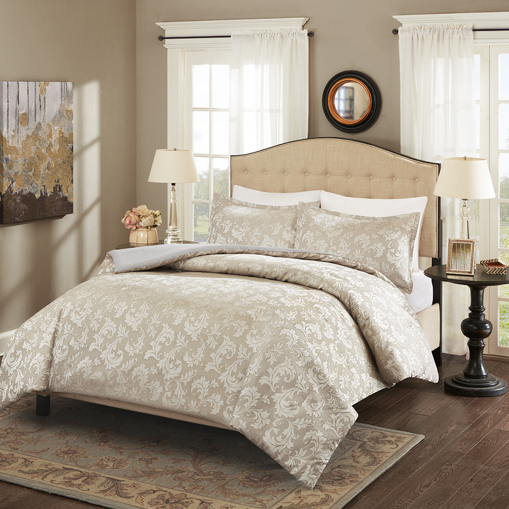 

Madison Park - Blair 3 Piece Duvet Cover Set - Taupe - Full/Queen