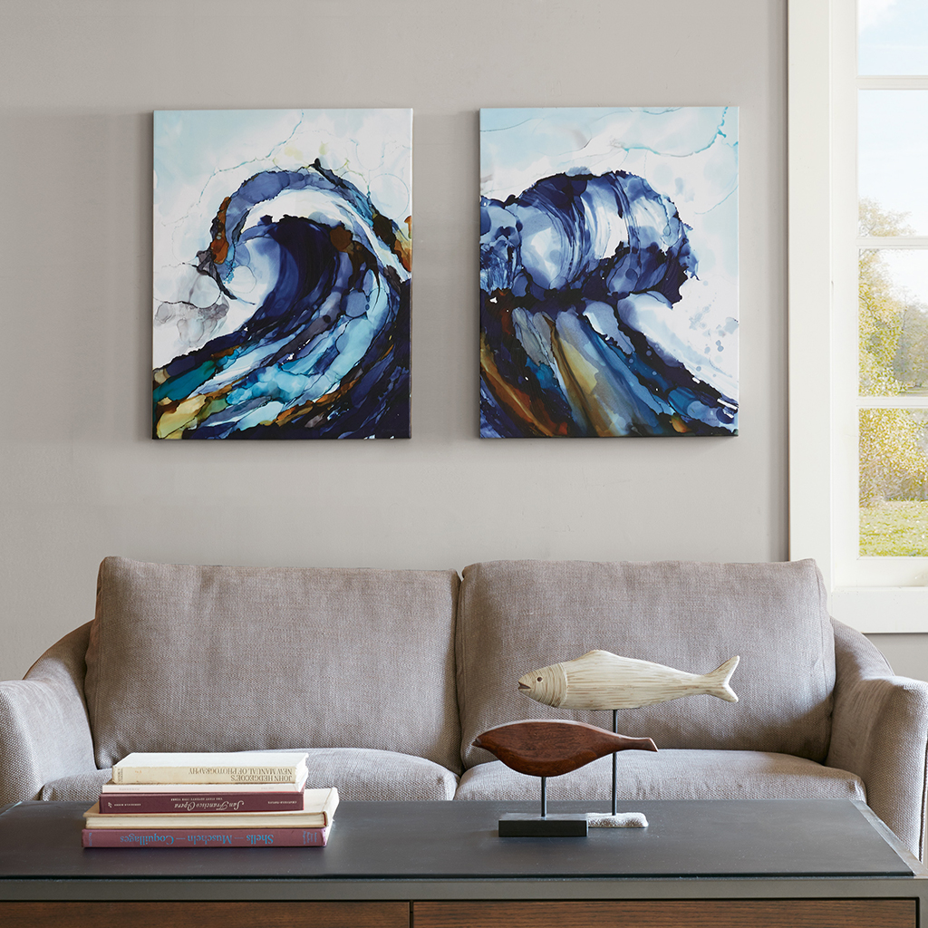 

Madison Park - Liquid Waves Gel Coat Canvas 2pcs Set - Blue - See below