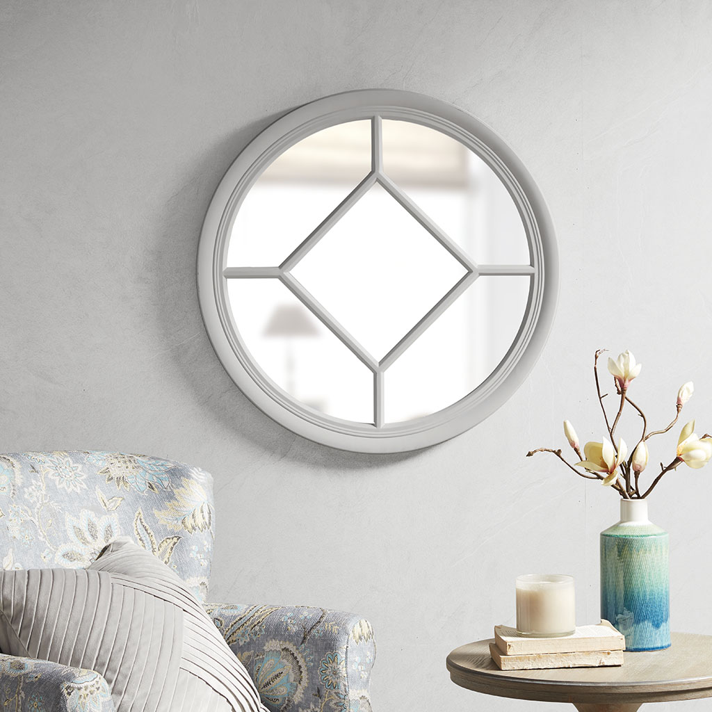 

Martha Stewart - Homestead Round Accent Mirror - Gray - See below