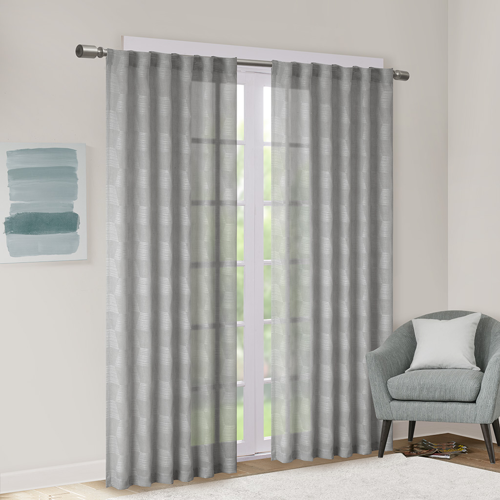 

Urban Habitat - Kenzie Jacquard Clipped Geo Window Sheer - Grey - 63" Panel