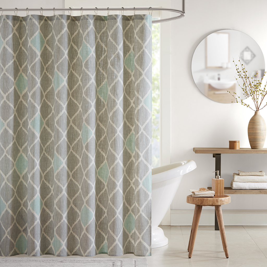 

INK+IVY - Nile Cotton Shower Curtain - Aqua - 72x72
