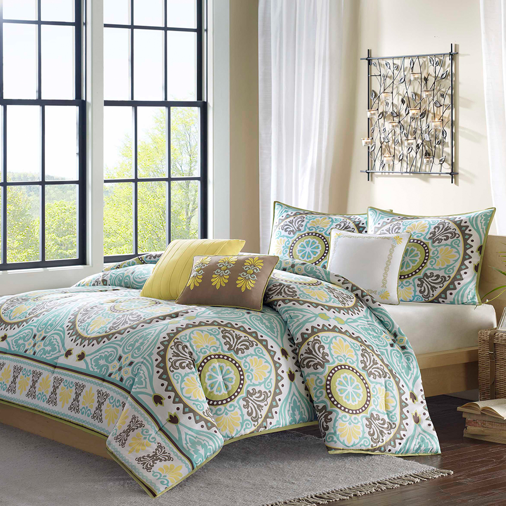 

Madison Park - Samara 6 Piece Printed Duvet Set - Blue - Queen