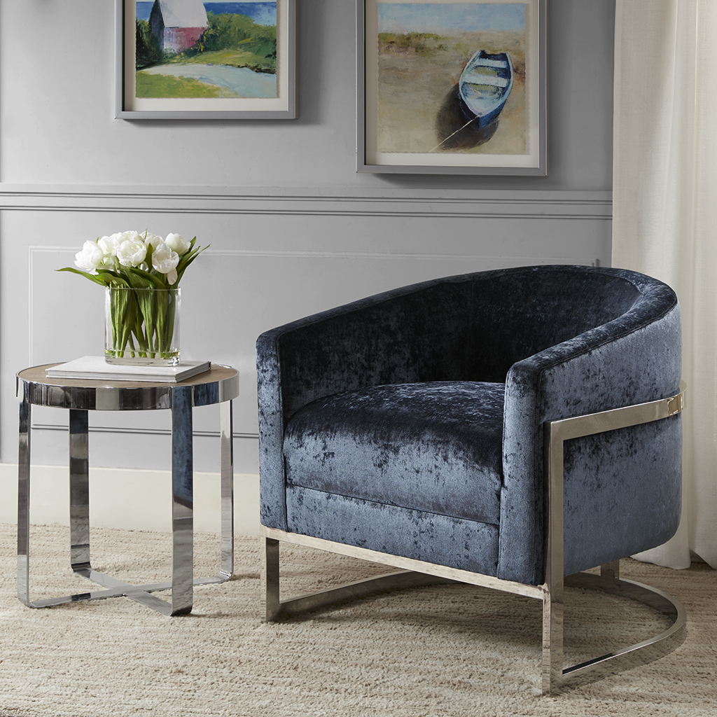 

Madison Park - Haven Accent Chair - Blue/Chrome - See below