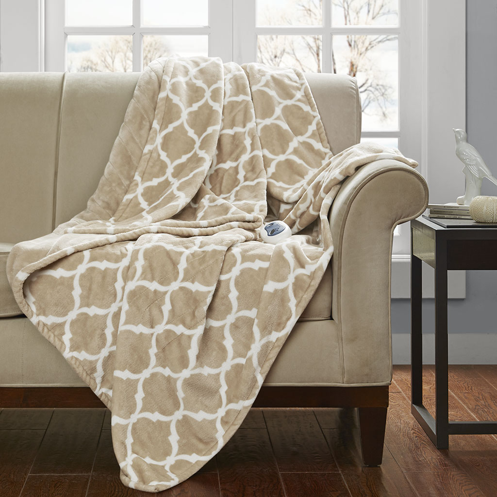 

Beautyrest - Heated Ogee Throw - Tan - 60x70
