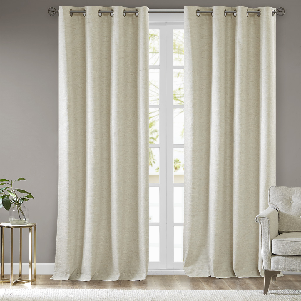 

SunSmart - Aster Woven Stripe Total Blackout Window Curtain - Ivory - 50x95