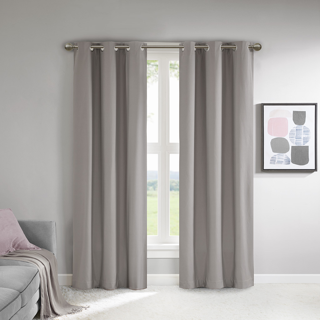 

510 Design - Lisa Solid Theater Grade Total Blackout Curtain Pair - Grey - 37"W x 95"L