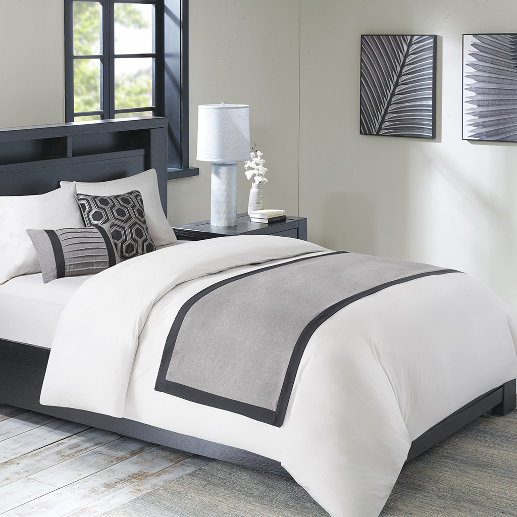 

Madison Park - Bailey Bedscarf and Pillow Set - Grey - See below