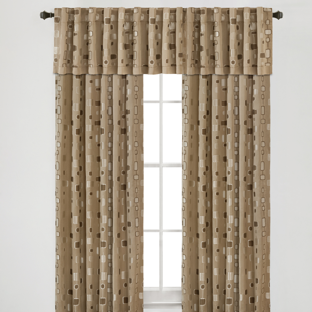 

Madison Park - Modern Squares Eco Friendly Curtain - Beige - 95" Panel