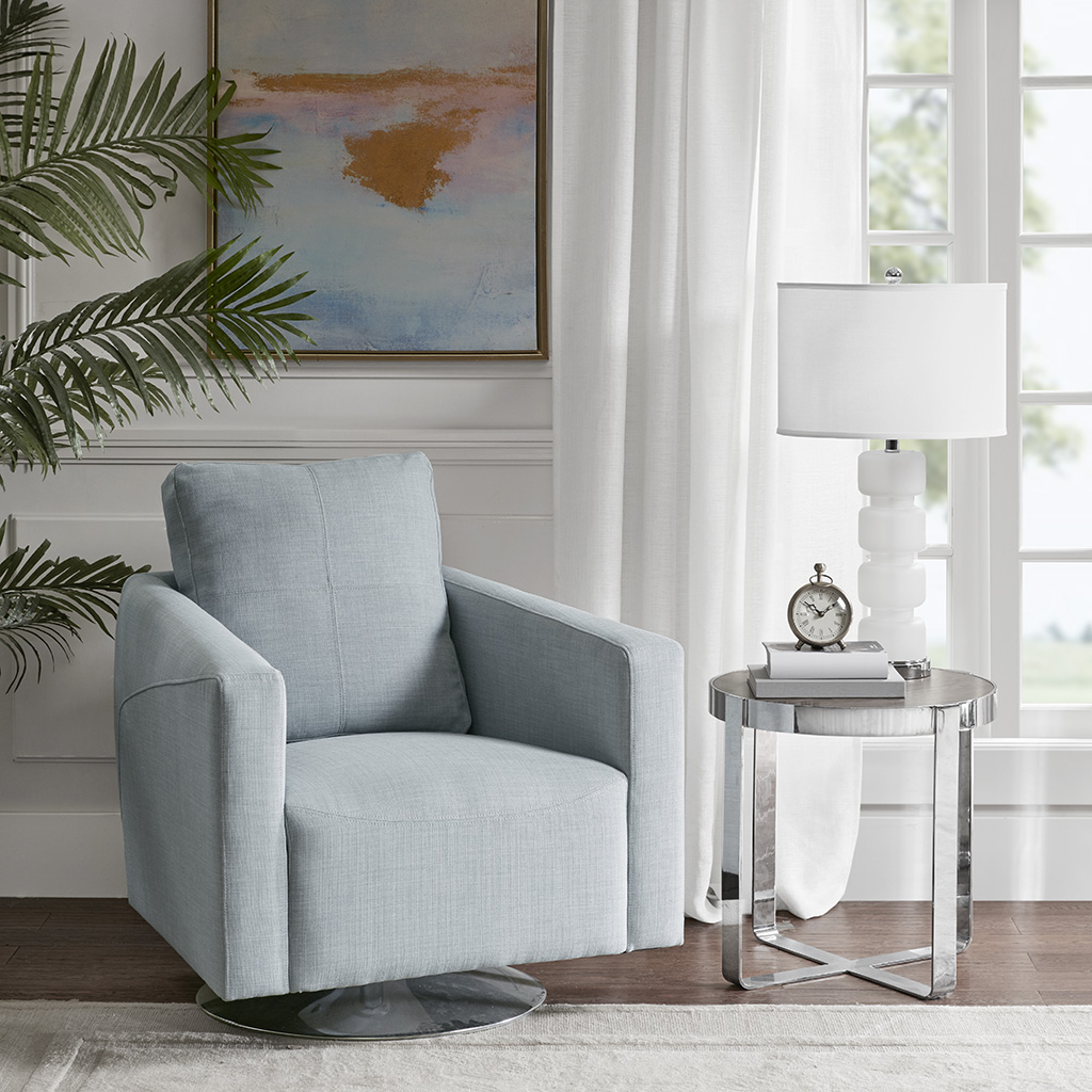 

Madison Park - Vince Swivel Chair - Light Blue - See below