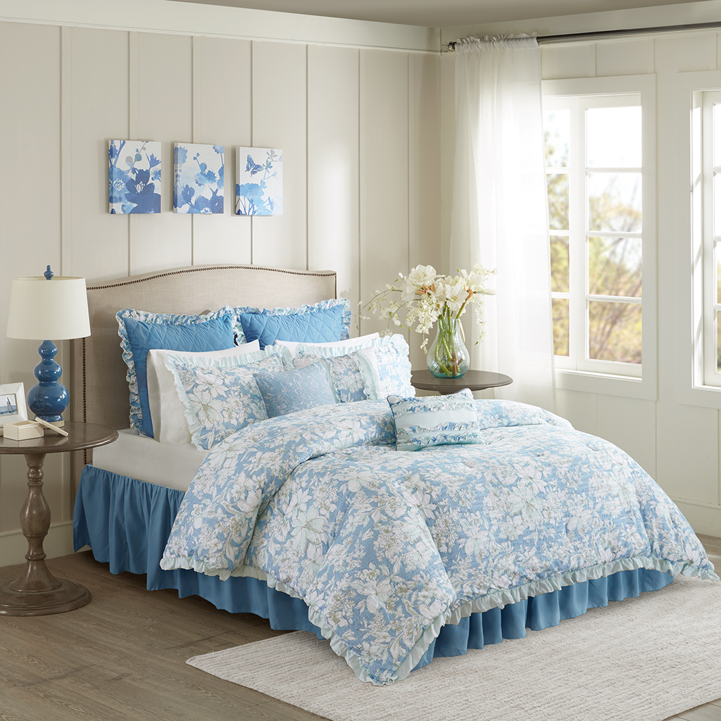 

Madison Park - Sophie 9 Piece Seersucker Comforter Set - Blue - King