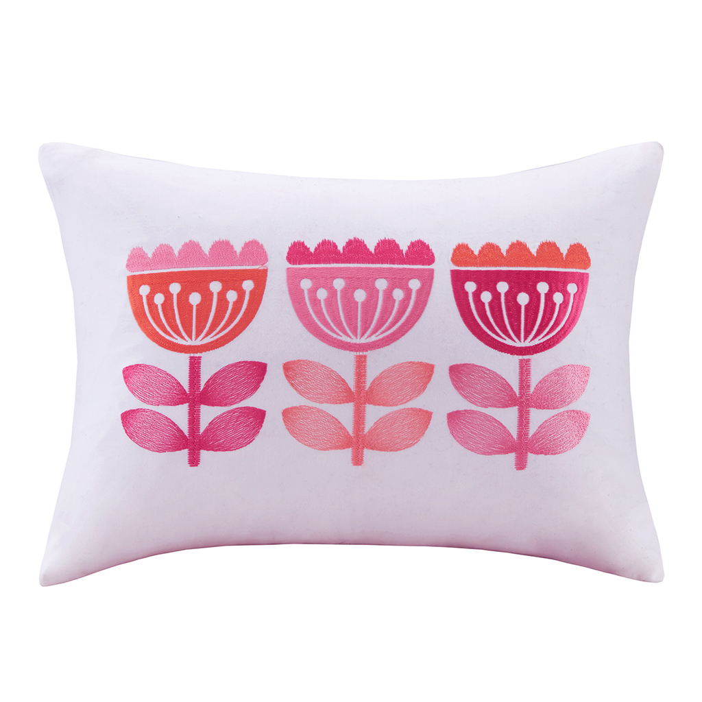 

INK+IVY Kids - Harriet Embroidered Oblong Pillow - Pink - 12x16