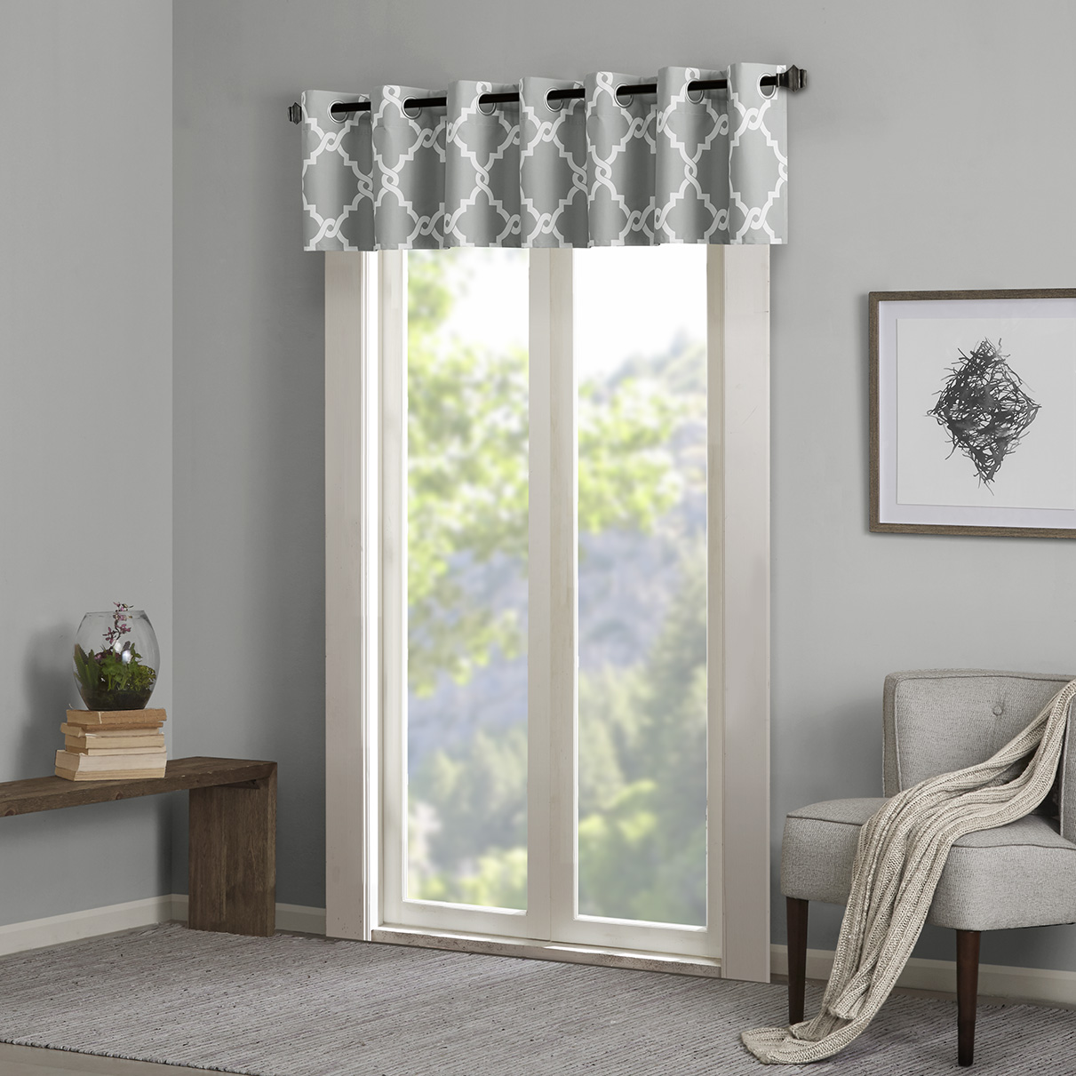 

Madison Park Essentials - Merritt Printed Valance - Grey - 50x18