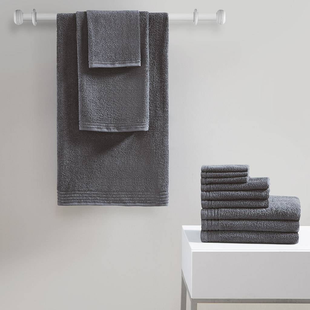 

510 Design - Big Bundle 100% Cotton 12 Piece Bath Towel Set - Grey - 28x52